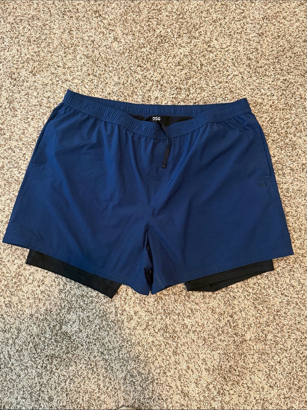 XXL Never worn!! DSG Navy Blue Athletic 2-in-1 Running Shorts with Black Liner - Picture 1 of 3